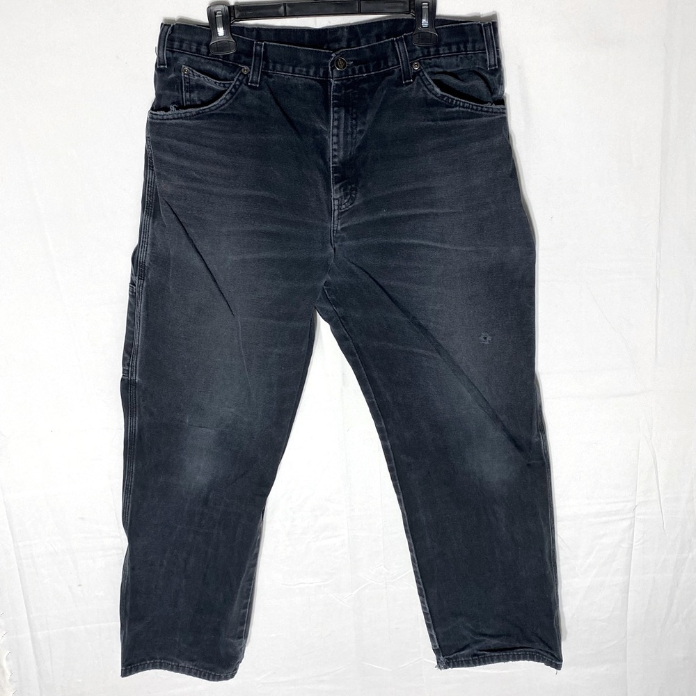 Dickies Washed Black Gently Distressed Work Pants Jeans 34 Utility Streetwear